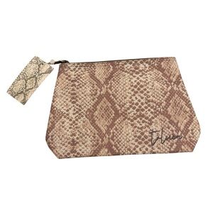 Toluca Zip Top Cosmetic Travel Bag Neutral Snake Print Animal Print Tropical NWT